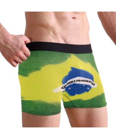 Police Blue Line Flag Boxer Briefs Men's Underwear Boys Stretch Breathable Low Rise Trunks - Graffiti Brazilian Flag - CS18WD...