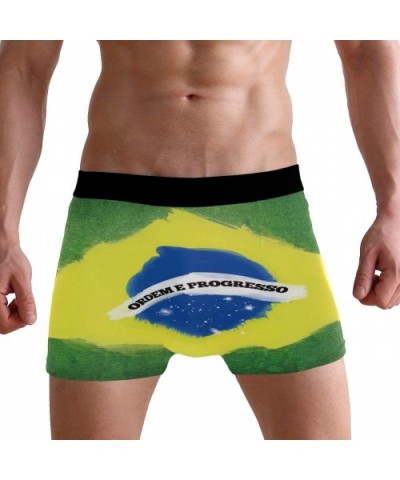 Police Blue Line Flag Boxer Briefs Men's Underwear Boys Stretch Breathable Low Rise Trunks - Graffiti Brazilian Flag - CS18WD...