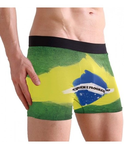 Police Blue Line Flag Boxer Briefs Men's Underwear Boys Stretch Breathable Low Rise Trunks - Graffiti Brazilian Flag - CS18WD...