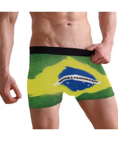 Police Blue Line Flag Boxer Briefs Men's Underwear Boys Stretch Breathable Low Rise Trunks - Graffiti Brazilian Flag - CS18WD...