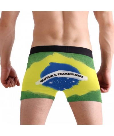 Police Blue Line Flag Boxer Briefs Men's Underwear Boys Stretch Breathable Low Rise Trunks - Graffiti Brazilian Flag - CS18WD...