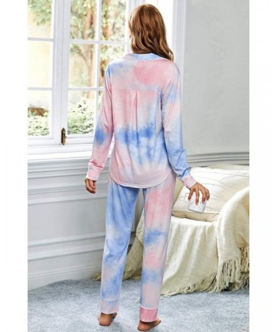 Women Long Sleeve Button Down Shirt with Pants Casual Pajama Sets - Blue-y - CW198D3M270 $61.13 Sets