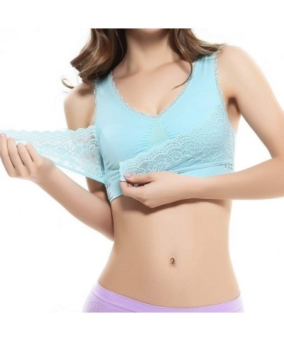 Sports Bras - Women Padded Seamless Lace Bralette for Yoga Gym Workout Fitness Sexy Bra Bustier - Blue - C418XMNAQUY $14.88 Tops