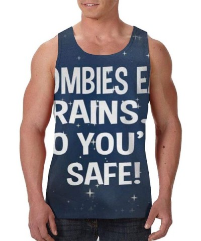 Men's Fashion Sleeveless Shirt- Summer Tank Tops- Athletic Undershirt - Zombies Eat Brains So You're Safe - CQ19DE8W9UU $31.9...