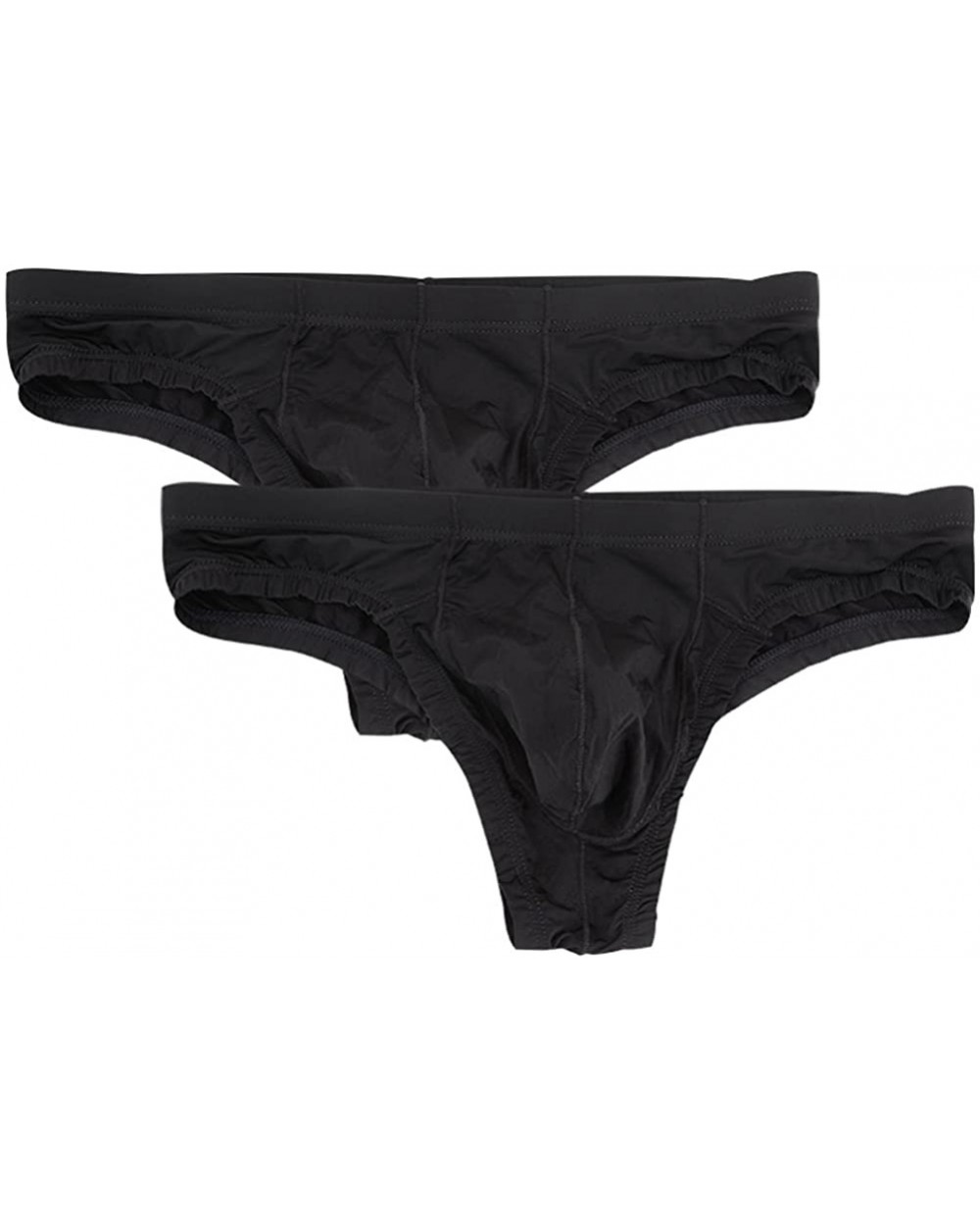 Men's Comfort Nylon Bikini Briefs Lightweight Soft Low Rise Triangle Underwear - Style1-2blacks - CA18UY6DEQM $21.18 Briefs