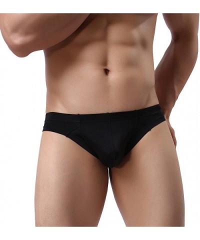 Men's Comfort Nylon Bikini Briefs Lightweight Soft Low Rise Triangle Underwear - Style1-2blacks - CA18UY6DEQM $21.18 Briefs