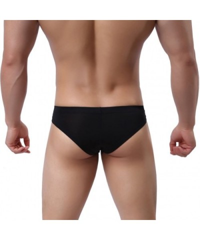 Men's Comfort Nylon Bikini Briefs Lightweight Soft Low Rise Triangle Underwear - Style1-2blacks - CA18UY6DEQM $21.18 Briefs