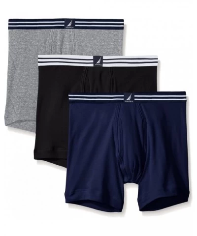 Men's Classic Cotton Boxer Brief Multi Pack - Black/Heather Gray/Navy - CI184W720K4 $43.99 Boxer Briefs