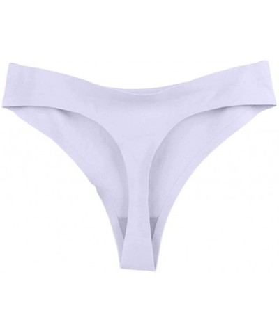 Women Solid Ice Silk Panties Seamless Trendy Briefs Thong Soft Hipster Underpants Comfort Bikini Underwear - White - CP19458S...