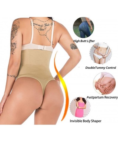 Women Waist Cincher Girdle Tummy Slimmer Sexy Thong Panty Shapewear - Nude(hi-waist) - CH18ZE2X50O $21.14 Shapewear