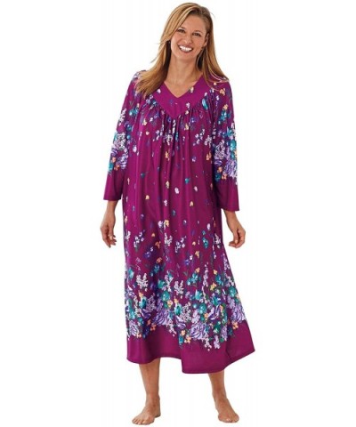 Long V-Yoke Lounger - Fuschia - C0190RH4QHA $41.94 Nightgowns & Sleepshirts