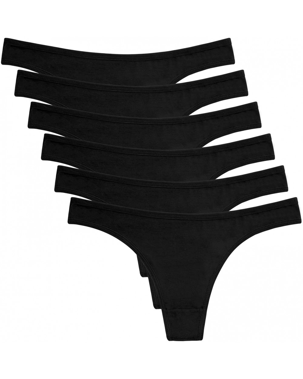 Women's Breathable Cotton Thong Panties Pack of 6 - Black-6pk - CX18G0YKQLW $14.42 Panties