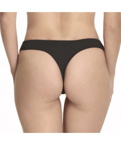 Women's Breathable Cotton Thong Panties Pack of 6 - Black-6pk - CX18G0YKQLW $14.42 Panties