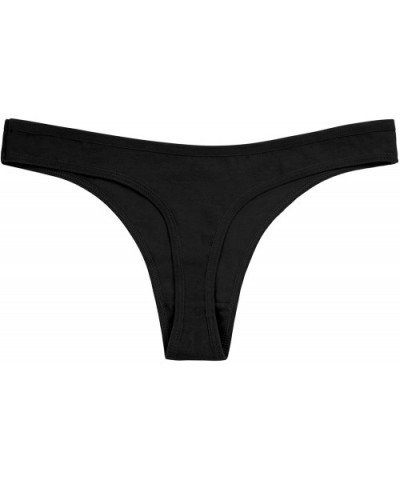 Women's Breathable Cotton Thong Panties Pack of 6 - Black-6pk - CX18G0YKQLW $14.42 Panties