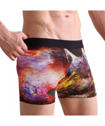 Wolf Galaxy Mens Boxer Briefs Underwear Breathable Stretch Boxer Trunk with Pouch - Red - CW18MHTWA6G $26.30 Boxer Briefs