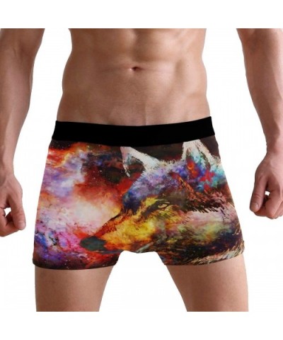 Wolf Galaxy Mens Boxer Briefs Underwear Breathable Stretch Boxer Trunk with Pouch - Red - CW18MHTWA6G $26.30 Boxer Briefs