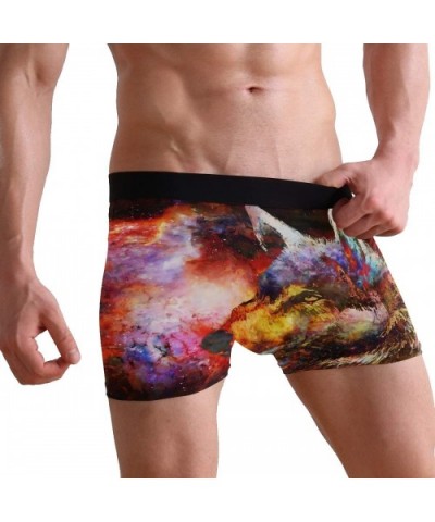 Wolf Galaxy Mens Boxer Briefs Underwear Breathable Stretch Boxer Trunk with Pouch - Red - CW18MHTWA6G $26.30 Boxer Briefs