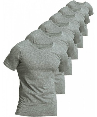 Men's 6-Pack Undershirts 100% Cotton Comfy Crew Neck T-Shirts - Grey Melange Crew Neck 6-pack - CV192MTD6TA $53.12 Undershirts