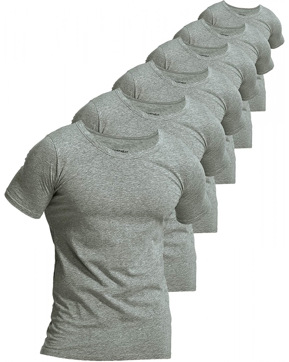 Men's 6-Pack Undershirts 100% Cotton Comfy Crew Neck T-Shirts - Grey Melange Crew Neck 6-pack - CV192MTD6TA $53.12 Undershirts