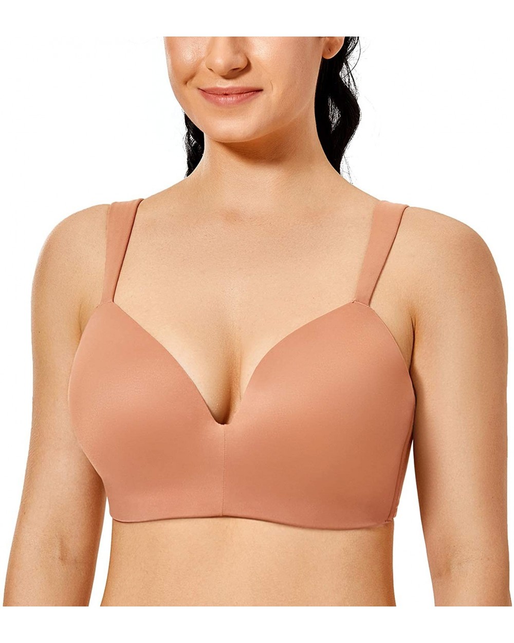 Women's Wirefree T-Shirt Bra Plus Size Lightly Lined Comfort Straps Smooth Back - Sun Kissed - CT196EIKR30 $25.79 Bras