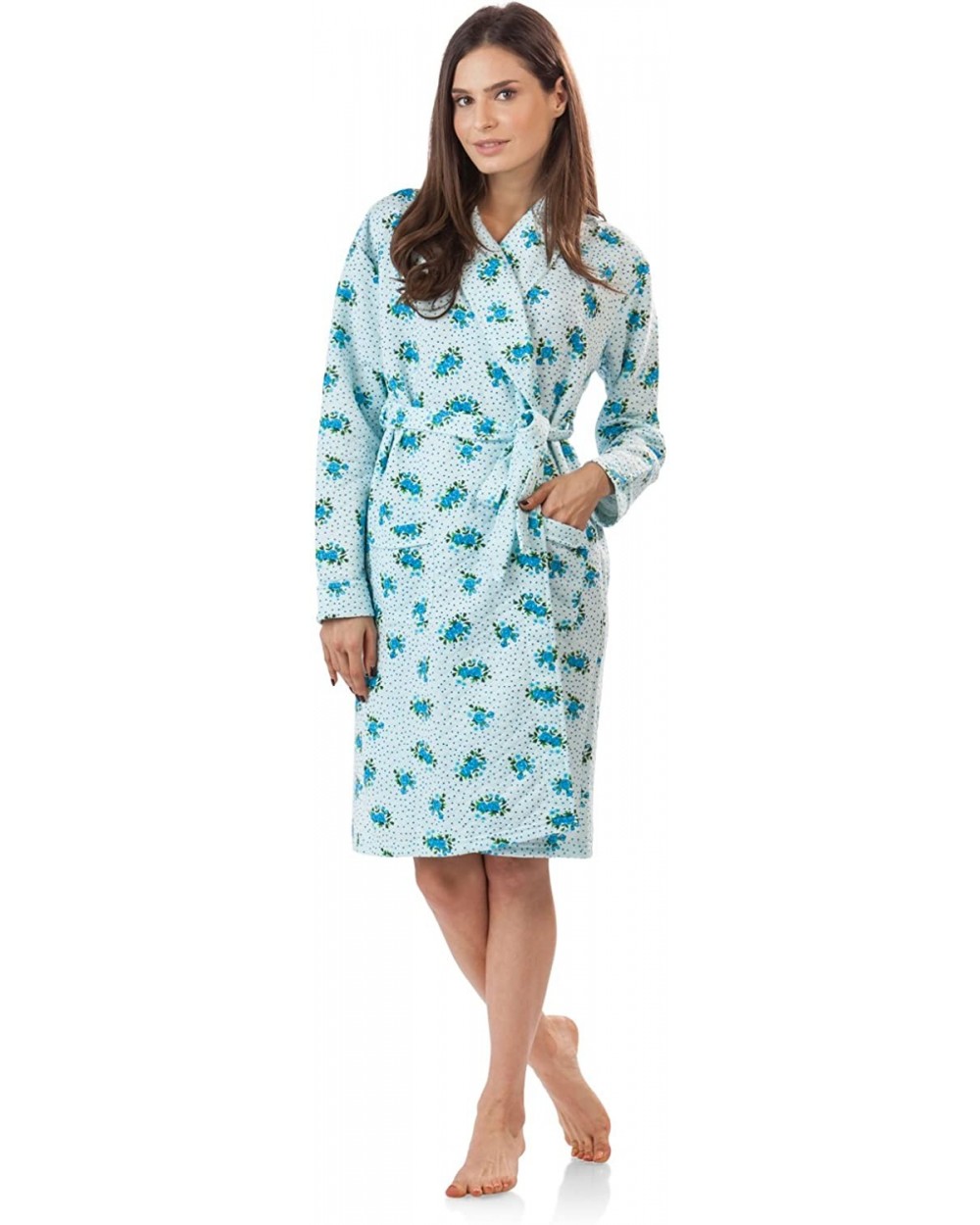 Women's Warm Lightweight Quilted Robe with Pockets - Green - CT12CMTPXA9 $37.80 Robes