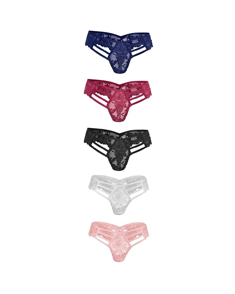 Women Thong Lace Panties Lycra Spandex Underwear Lingerie 5 Pack - Style 2 - CH19DA8E0AH $39.48 Panties