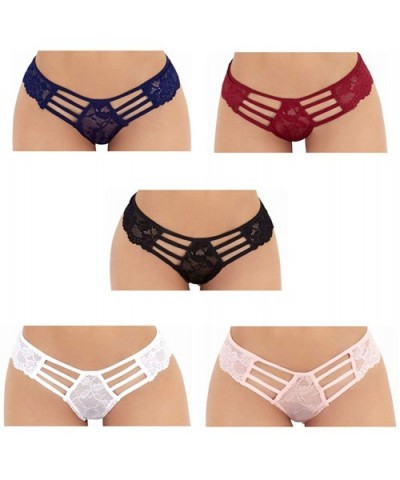 Women Thong Lace Panties Lycra Spandex Underwear Lingerie 5 Pack - Style 2 - CH19DA8E0AH $39.48 Panties