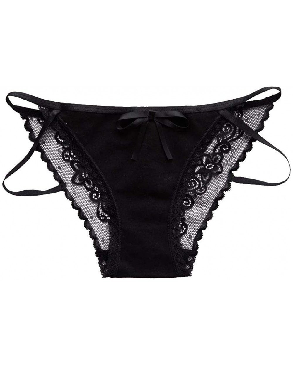 Sexy Lingerie Lace Brief Underpant Sleepwear Underwear Bowknot - Black - C41906TZCX8 $22.02 Bras