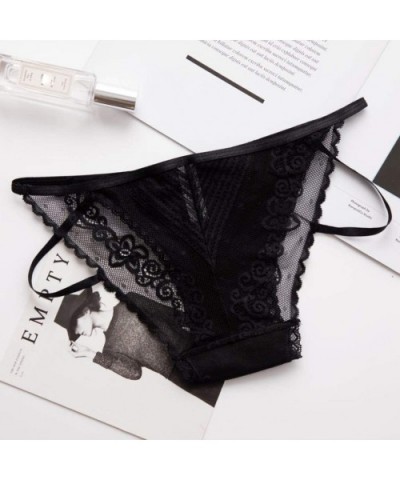 Sexy Lingerie Lace Brief Underpant Sleepwear Underwear Bowknot - Black - C41906TZCX8 $22.02 Bras