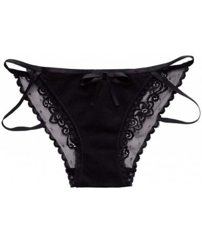 Sexy Lingerie Lace Brief Underpant Sleepwear Underwear Bowknot - Black - C41906TZCX8 $22.02 Bras