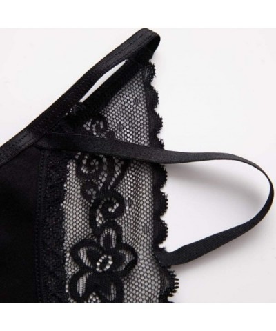 Sexy Lingerie Lace Brief Underpant Sleepwear Underwear Bowknot - Black - C41906TZCX8 $22.02 Bras