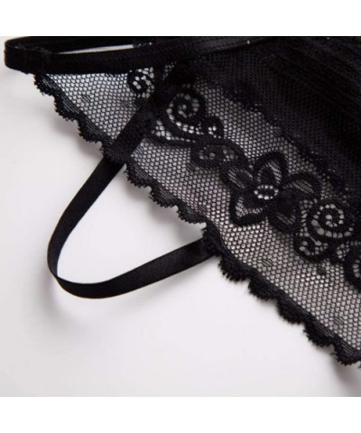 Sexy Lingerie Lace Brief Underpant Sleepwear Underwear Bowknot - Black - C41906TZCX8 $22.02 Bras