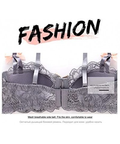 Sexy Lace Push Up Thin Bra Set Floral Embroidery Underwear for Women - Gray+black - C71927HUK2M $48.04 Bras