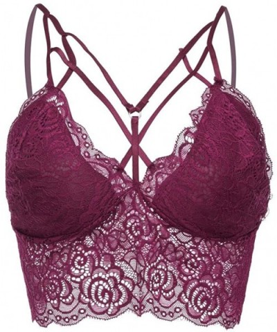 Women Plus Size Vest Crop Wireless Bra Sexy Lingerie Underwear Camisole - Winered - CP18UZAEDKZ $13.17 Camisoles & Tanks