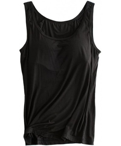 Womens Modal Built-in Bra Padded Camisole Yoga Tanks Tops - Tk-black - CH186KG8IA4 $27.50 Camisoles & Tanks