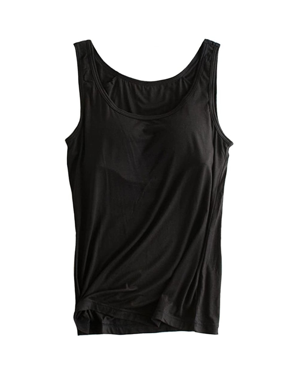 Womens Modal Built-in Bra Padded Camisole Yoga Tanks Tops - Tk-black - CH186KG8IA4 $27.50 Camisoles & Tanks