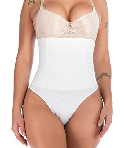 Women High Waisted Shaper Panty Tummy Control Cincher Girdle Slimmer Thong - White(thong) - C718M4NOK60 $18.57 Shapewear