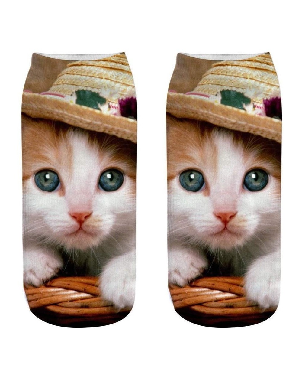 Women's Cat Short Socks 3D Novelty Crazy Funny Cat Ankle Socks Cute Colorful Cartoon Low Cut Socks - E - C818W2ID9O5 $12.22 B...