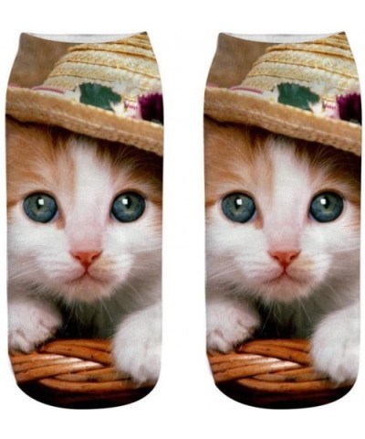 Women's Cat Short Socks 3D Novelty Crazy Funny Cat Ankle Socks Cute Colorful Cartoon Low Cut Socks - E - C818W2ID9O5 $12.22 B...