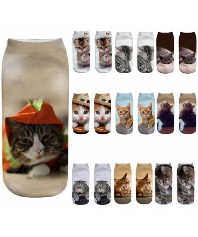 Women's Cat Short Socks 3D Novelty Crazy Funny Cat Ankle Socks Cute Colorful Cartoon Low Cut Socks - E - C818W2ID9O5 $12.22 B...