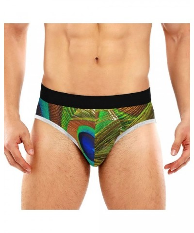 Men's Briefs Bright Feathers of Peacock Close Up Men's Underwear Triangle Print Breathable Briefs - CD19CSKZ9H7 $22.74 Briefs