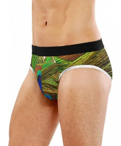 Men's Briefs Bright Feathers of Peacock Close Up Men's Underwear Triangle Print Breathable Briefs - CD19CSKZ9H7 $22.74 Briefs