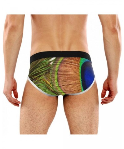 Men's Briefs Bright Feathers of Peacock Close Up Men's Underwear Triangle Print Breathable Briefs - CD19CSKZ9H7 $22.74 Briefs