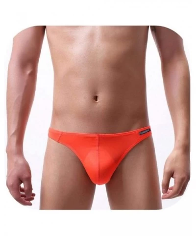 Thongs G Strings Men Sexy Underwear Ice Silk Ultra-Thin Briefs Panties Cueca Underpants Tanga Exotic Lingerie - Orange Red - ...