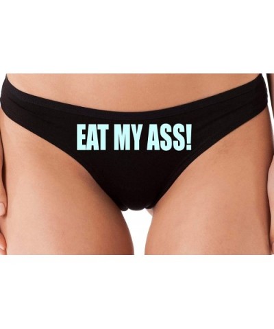 Eat My Ass Oral Anal Slut Black Thong Panties Underwear Lick - Baby Blue - CN18LSWKIQ5 $20.18 Panties