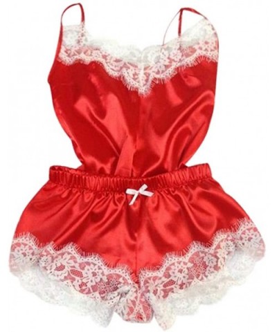 Sexy Underwear Fashion Sexy Lace Sleepwear Lingerie Temptation Babydoll Underwear Nightdress - Red - CX18WZM6G2O $16.51 Busti...