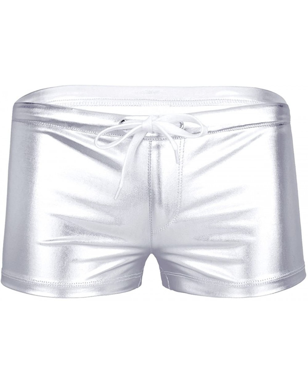 Men's Drawstring Shiny Metallic Boxer Shorts Underwear Swimsuit Trunks Lounge Underpants - Silver - CO18KINYNYQ $24.18 Boxer ...