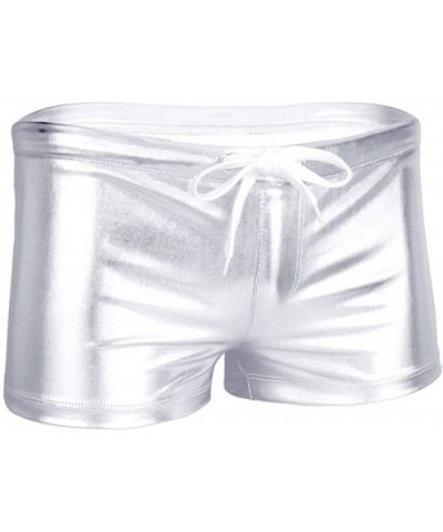 Men's Drawstring Shiny Metallic Boxer Shorts Underwear Swimsuit Trunks Lounge Underpants - Silver - CO18KINYNYQ $24.18 Boxer ...