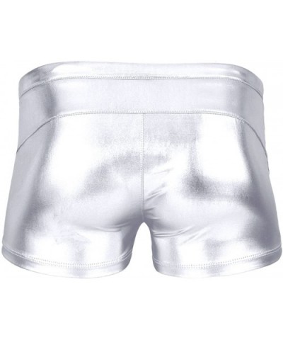 Men's Drawstring Shiny Metallic Boxer Shorts Underwear Swimsuit Trunks Lounge Underpants - Silver - CO18KINYNYQ $24.18 Boxer ...