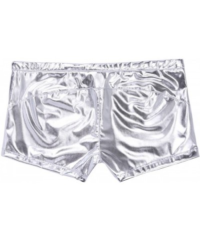 Men's Drawstring Shiny Metallic Boxer Shorts Underwear Swimsuit Trunks Lounge Underpants - Silver - CO18KINYNYQ $24.18 Boxer ...